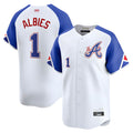 Pouc A.Braves #1 Ozzie Albies Player Blue City Connect Stitched Jerseys