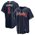 Pouc A.Braves #1 Ozzie Albies Player Navy Alternate Stitched Jerseys