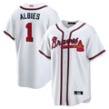 Pouc A.Braves #1 Ozzie Albies Player White Alternate Stitched Jerseys