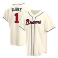 Pouc A.Braves #1 Ozzie Albies Player Cream Replica Alternate Stitched Jerseys