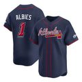 Pouc A.Braves #1 Ozzie Albies Player Navy Limited 2025 Speedway Classic Alternate Stitched Jerseys