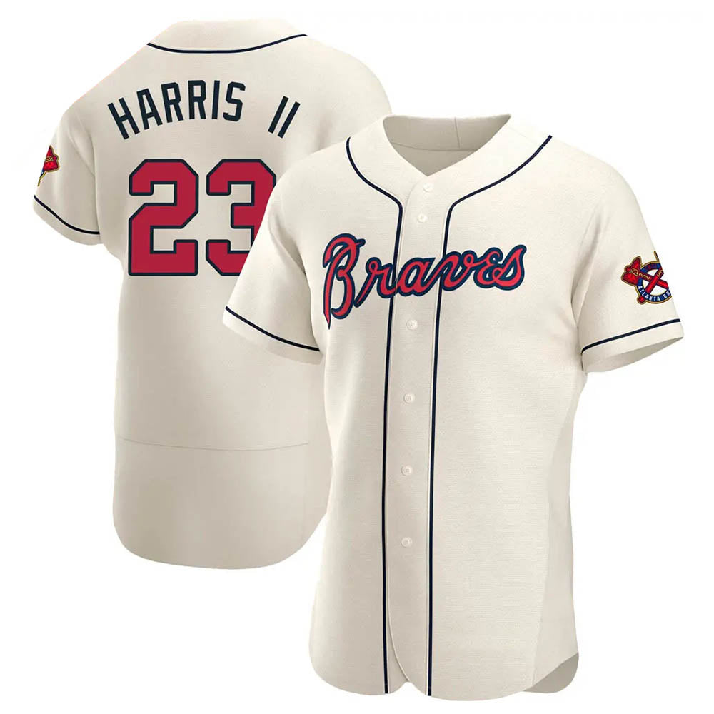 Pouc A.Braves #23 Michael Harris II player Cream Authentic Alternate Stitched Jerseys
