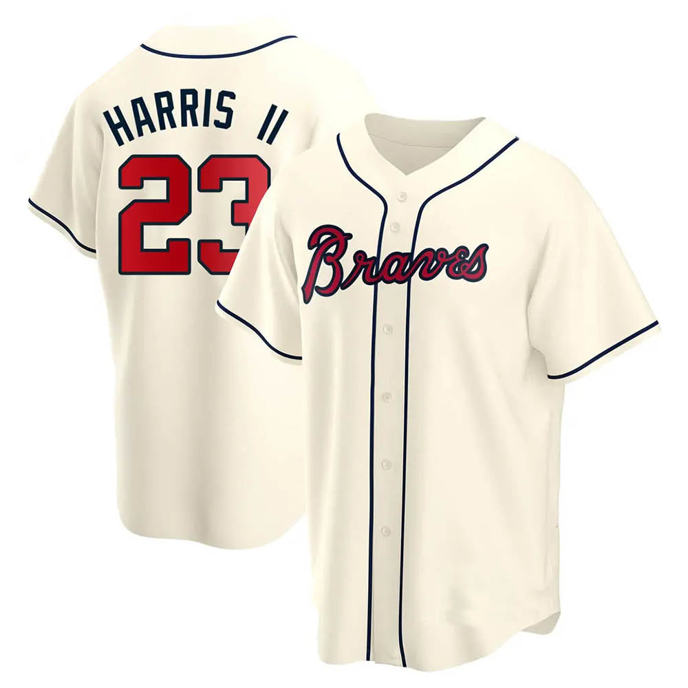 Pouc A.Braves #23 Michael Harris II player Cream Replica Alternate Stitched Jerseys