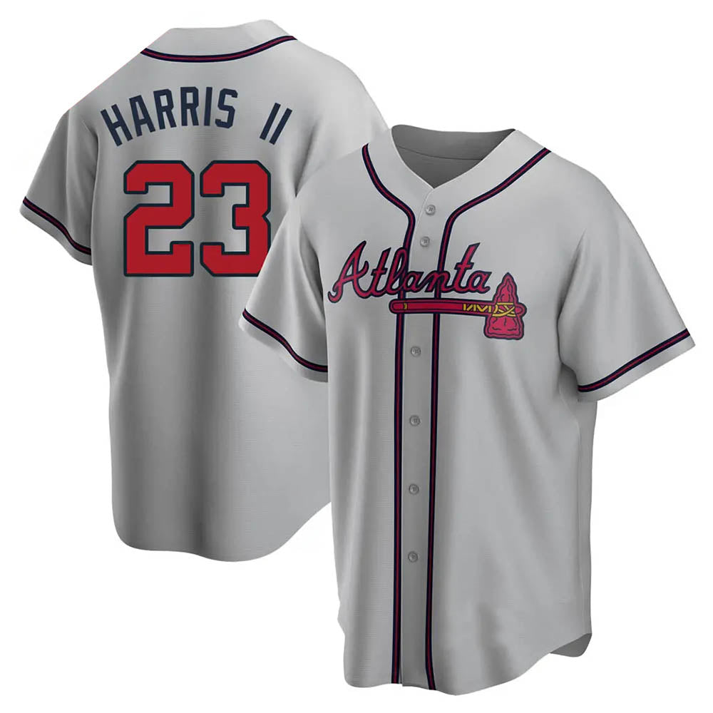 Pouc A.Braves #23 Michael Harris II player Gray Replica Road Stitched Jerseys