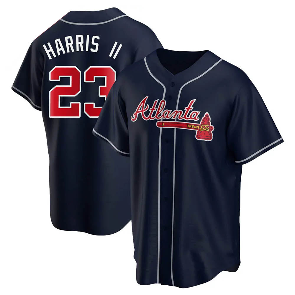 Pouc A.Braves #23 Michael Harris II player Navy Replica Alternate Stitched Jerseys