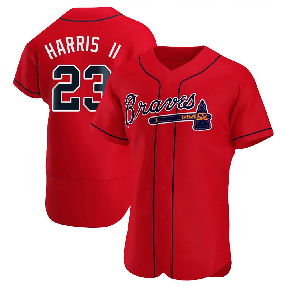 Pouc A.Braves #23 Michael Harris II player Red Authentic Alternate Stitched Jerseys