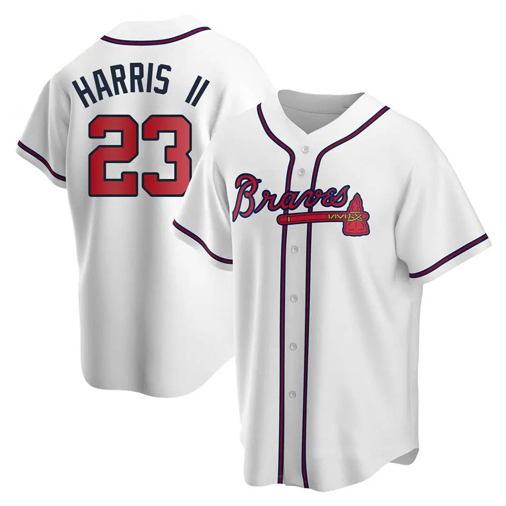 Pouc A.Braves #23 Michael Harris II player White Replica Home Stitched Jerseys