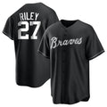 Pouc A.Braves #27 Austin Riley Player Black&White Replica Stitched Jerseys