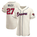 Pouc A.Braves #27 Austin Riley Player Cream Authentic Alternate Stitched Jerseys
