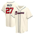 Pouc A.Braves #27 Austin Riley Player Cream Replica Alternate Stitched Jerseys