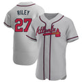 Pouc A.Braves #27 Austin Riley Player Gray Authentic Road Stitched Jerseys