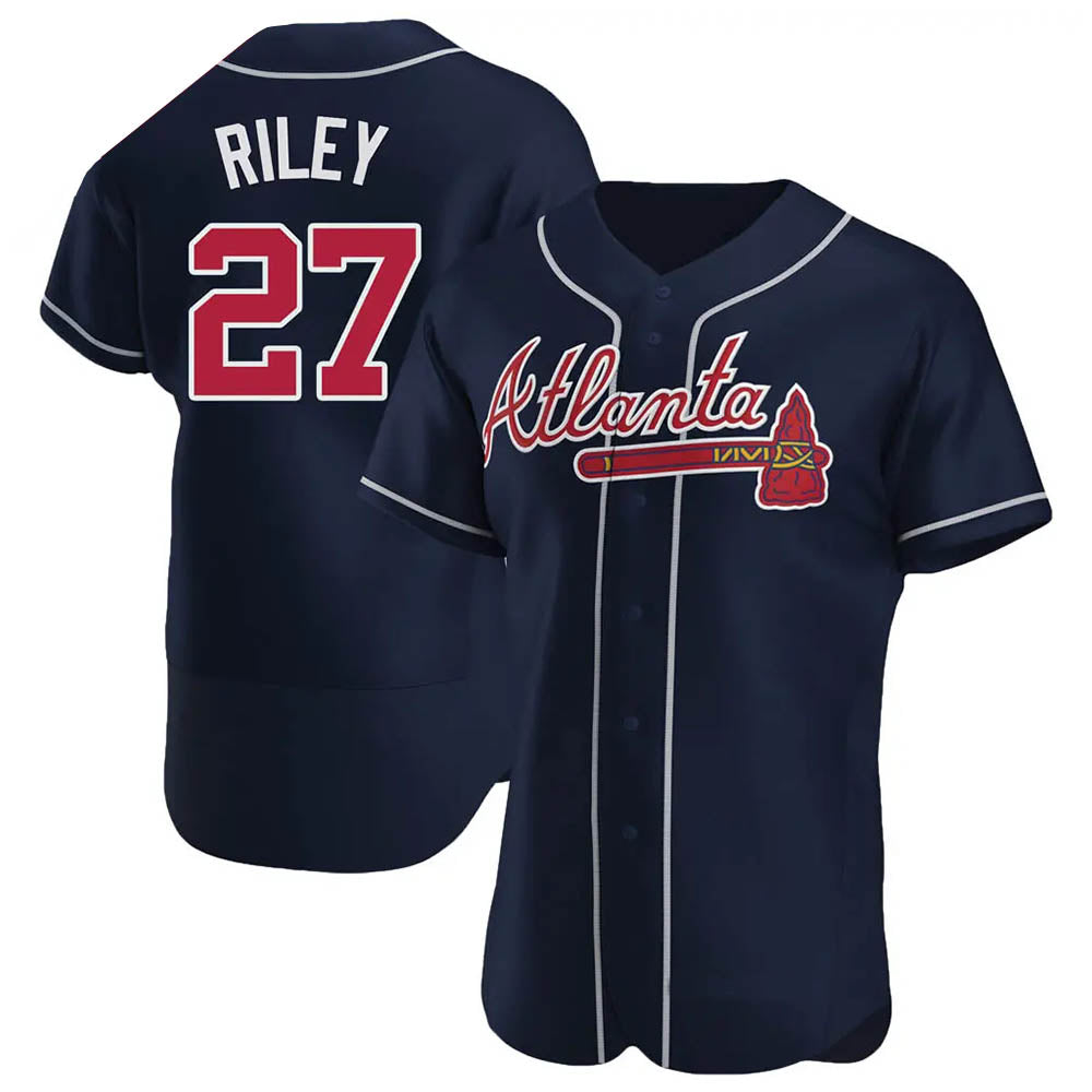 Pouc A.Braves #27 Austin Riley Player Navy Authentic Alternate Stitched Jerseys