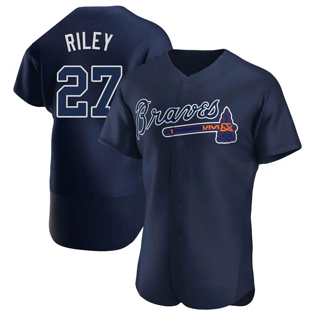 Pouc A.Braves #27 Austin Riley Player Navy Authentic Alternate Team Stitched Jerseys