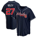 Pouc A.Braves #27 Austin Riley Player Navy Replica Alternate Stitched Jerseys