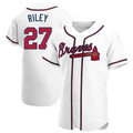 Pouc A.Braves #27 Austin Riley Player White Authentic Home Stitched Jerseys