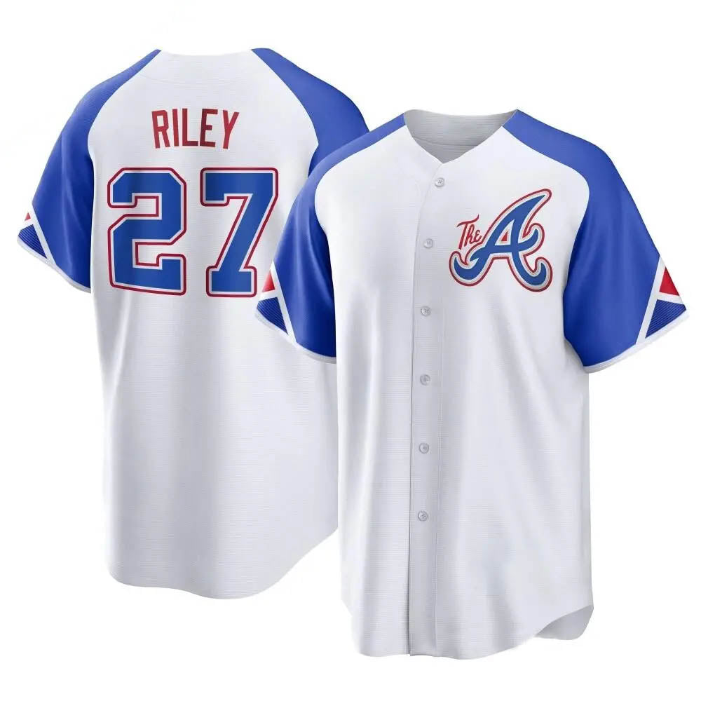 Pouc A.Braves #27 Austin Riley Player White Replica City Connect Stitched Jerseys