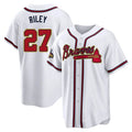 Pouc A.Braves #27 Austin Riley Player White&Gold Replica Program Stitched Jerseys
