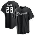 Pouc A.Braves #28 Matt Olson Player Black&White Replica Stitched Jerseys