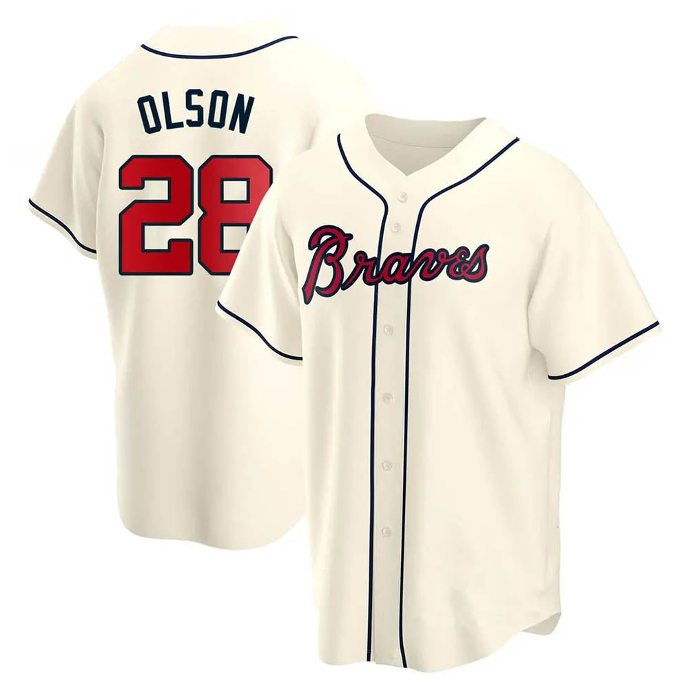 Pouc A.Braves #28 Matt Olson Player Cream Replica Alternate Stitched Jerseys