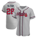 Pouc A.Braves #28 Matt Olson Player Gray Authentic Road Stitched Jerseys