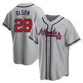 Pouc A.Braves #28 Matt Olson Player Gray Replica Road Stitched Jerseys