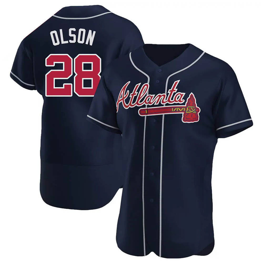 Pouc A.Braves #28 Matt Olson Player Navy Authentic Alternate Stitched Jerseys
