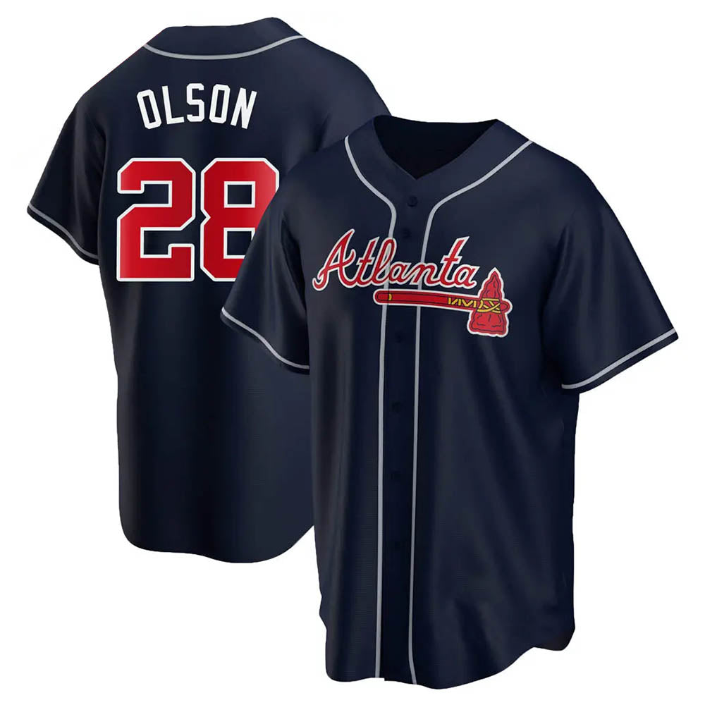 Pouc A.Braves #28 Matt Olson Player Navy Replica Alternate Stitched Jerseys