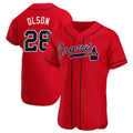 Pouc A.Braves #28 Matt Olson Player Red Authentic Alternate Stitched Jerseys