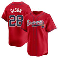 Pouc A.Braves #28 Matt Olson Player Red Limited Alternate Stitched Jerseys