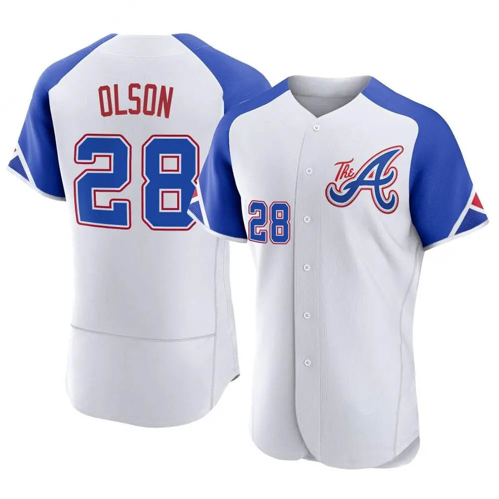 Pouc A.Braves #28 Matt Olson Player White Authentic City Connect Stitched Jerseys
