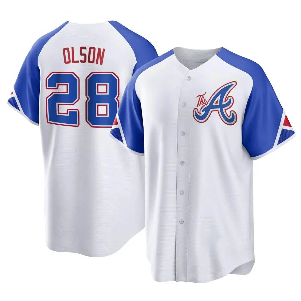 Pouc A.Braves #28 Matt Olson Player White Replica City Connect Stitched Jerseys