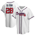 Pouc A.Braves #28 Matt Olson Player White Replica Home Stitched Jerseys