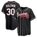 Pouc A.Braves #30 Drake Baldwin player Black Replica Fashion Out Stitched Jerseys