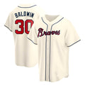 Pouc A.Braves #30 Drake Baldwin player Cream Replica Alternate Stitched Jerseys