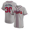Pouc A.Braves #30 Drake Baldwin player Gray Elite Road Stitched Jerseys