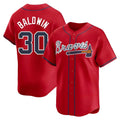 Pouc A.Braves #30 Drake Baldwin player Red Limited Alternate Stitched Jerseys