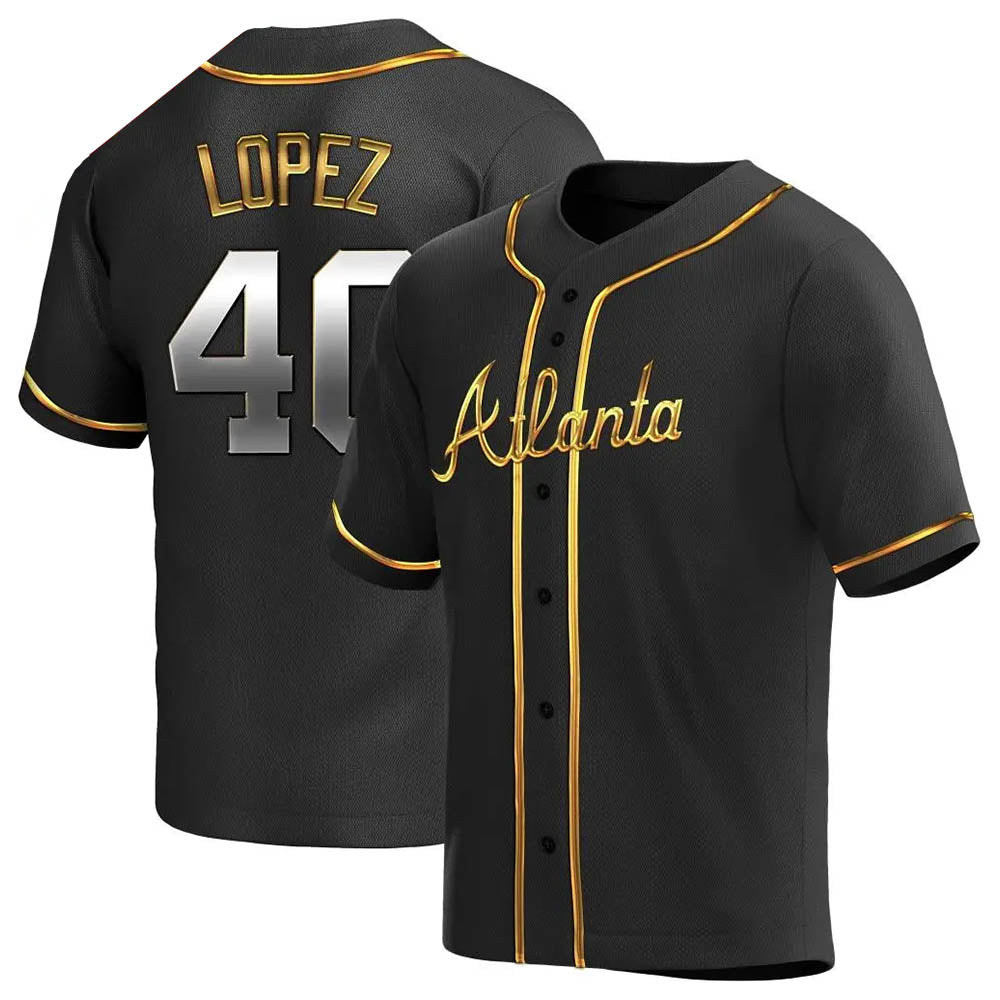 Pouc A.Braves #40 Reynaldo Lopez player Black & Gold Replica en Alternate Stitched Jerseys