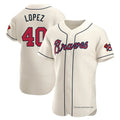 Pouc A.Braves #40 Reynaldo Lopez player Cream Authentic Alternate Stitched Jerseys