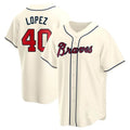 Pouc A.Braves #40 Reynaldo Lopez player Cream Replica Alternate Stitched Jerseys