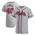 Pouc A.Braves #40 Reynaldo Lopez player Gray Authentic Road Stitched Jerseys