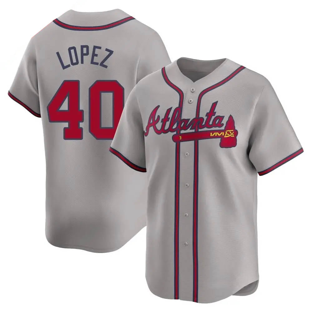 Pouc A.Braves #40 Reynaldo Lopez player Gray Limited Away Stitched Jerseys