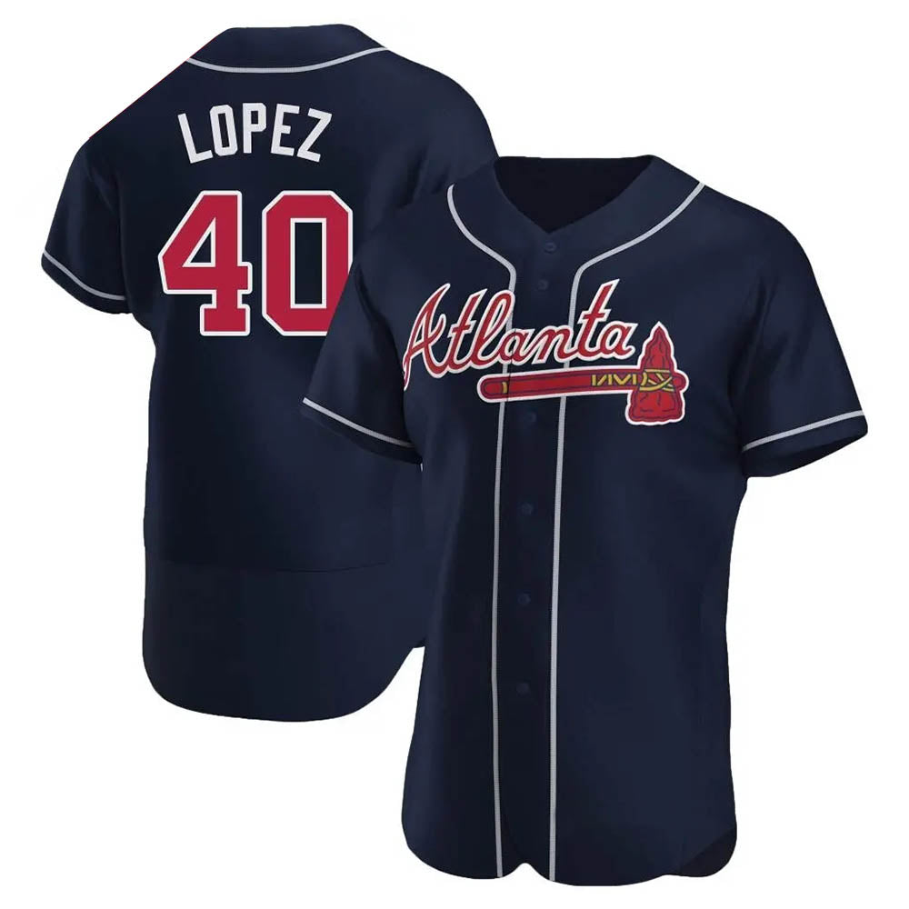 Pouc A.Braves #40 Reynaldo Lopez player Navy Authentic Alternate Stitched Jerseys