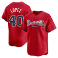 Pouc A.Braves #40 Reynaldo Lopez player Red Limited Alternate Stitched Jerseys