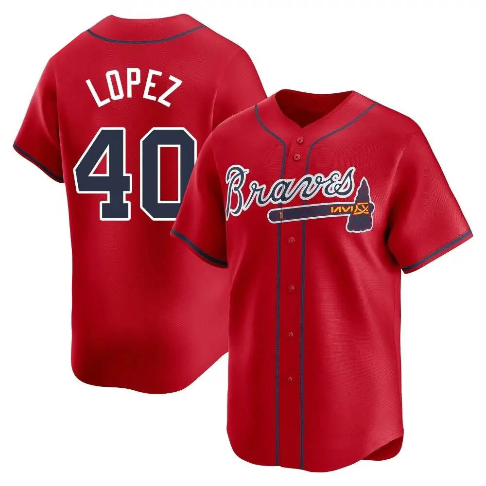 Pouc A.Braves #40 Reynaldo Lopez player Red Limited Alternate Stitched Jerseys