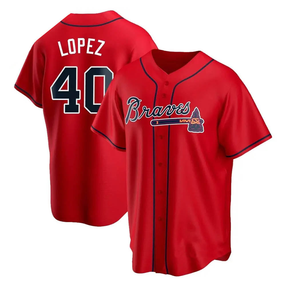 Pouc A.Braves #40 Reynaldo Lopez player Red Replica Alternate Stitched Jerseys