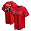 Pouc A.Braves #40 Reynaldo Lopez player Red Replica Alternate Stitched Jerseys