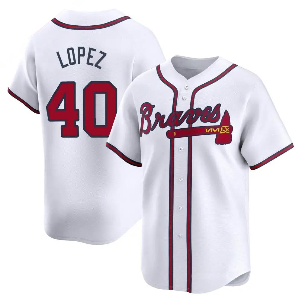 Pouc A.Braves #40 Reynaldo Lopez player White Limited Home Stitched Jerseys