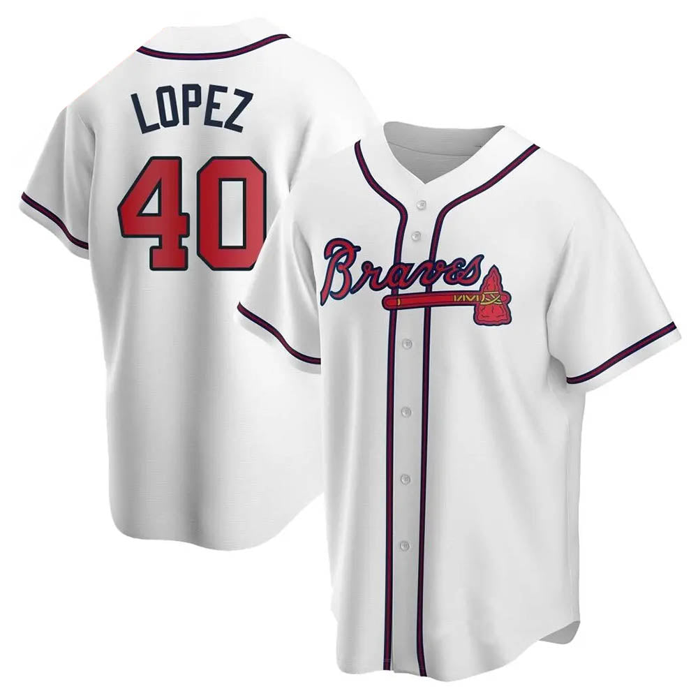 Pouc A.Braves #40 Reynaldo Lopez player White Replica Home Stitched Jerseys
