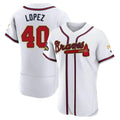 Pouc A.Braves #40 Reynaldo Lopez player White&Gold Authentic Program Stitched Jerseys