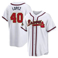 Pouc A.Braves #40 Reynaldo Lopez player White&Gold Replica Program Stitched Jerseys